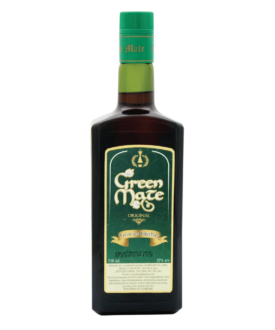 Botella de Green mate 750ml de Licor de Hiervas - Licorería al norte de Quito con entregas a domicilio las 24 horas La Huequita Quiteña